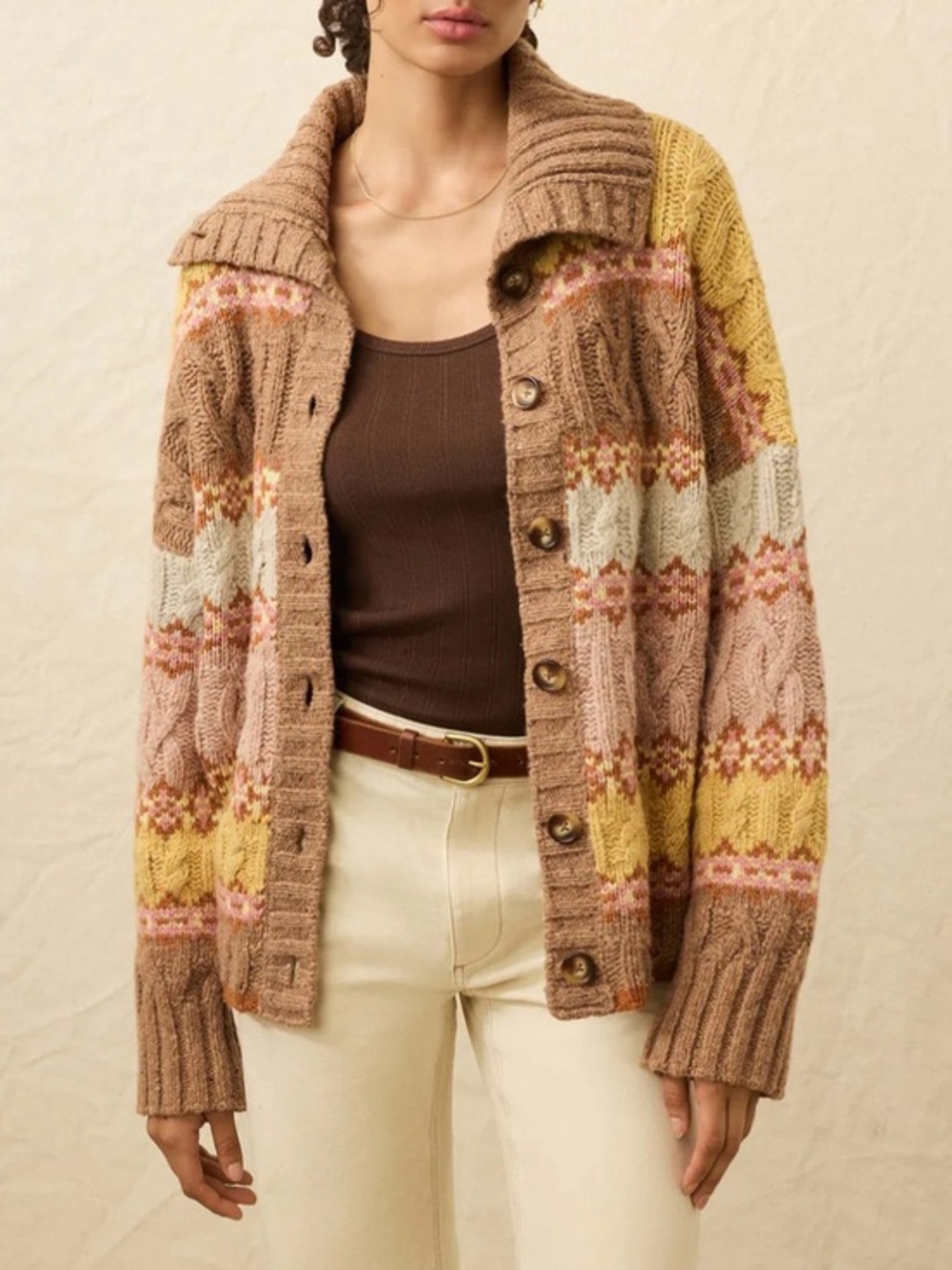 Faherty Highland Fair Isle Wool Cardigan